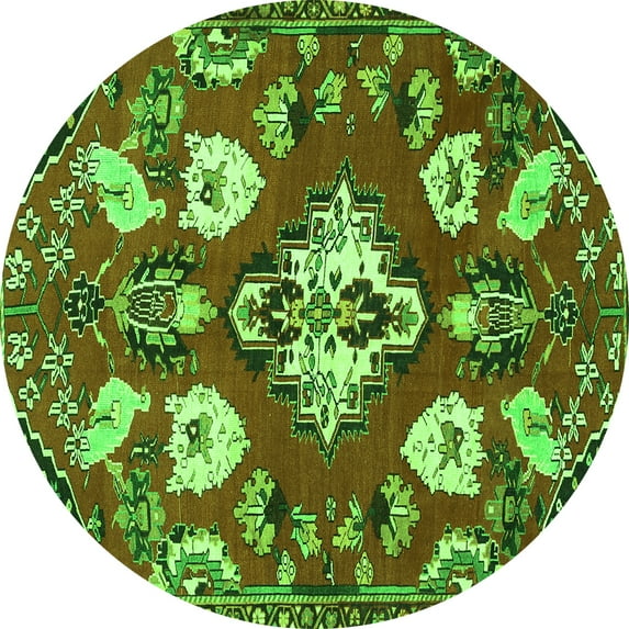 Ahgly Company Indoor Round Persian Green Traditional Area Rugs, 4' Round