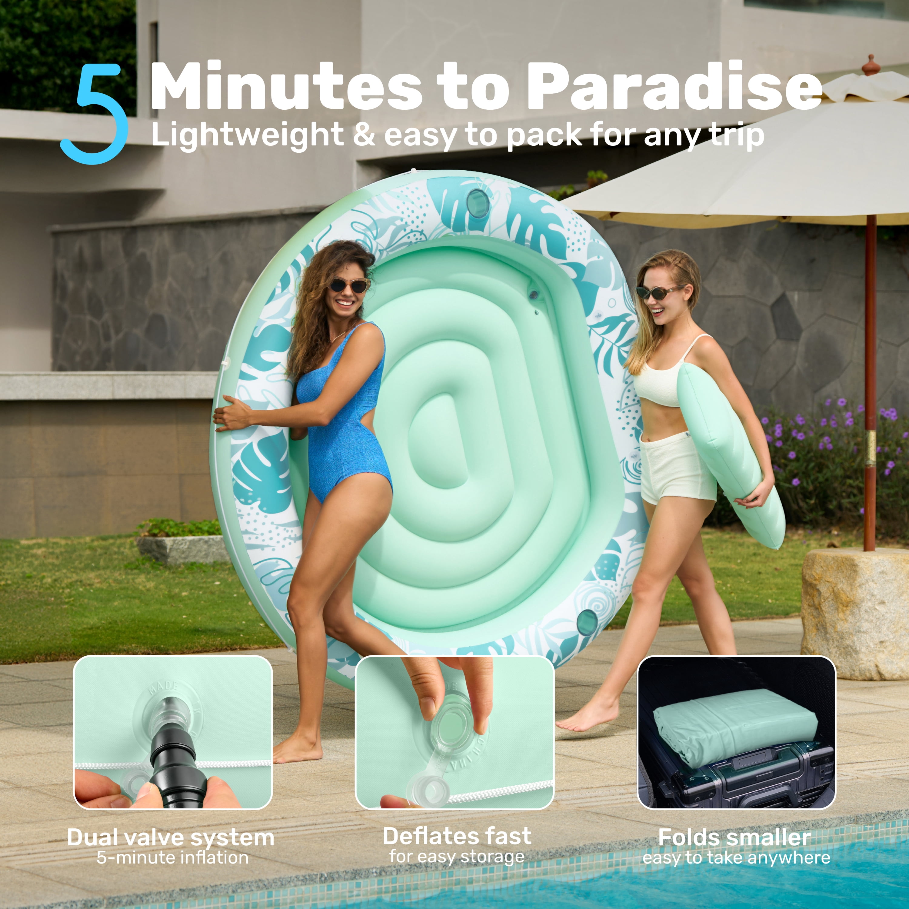 SLOOSH Round Fabric Tanning Pool (Cyan)
