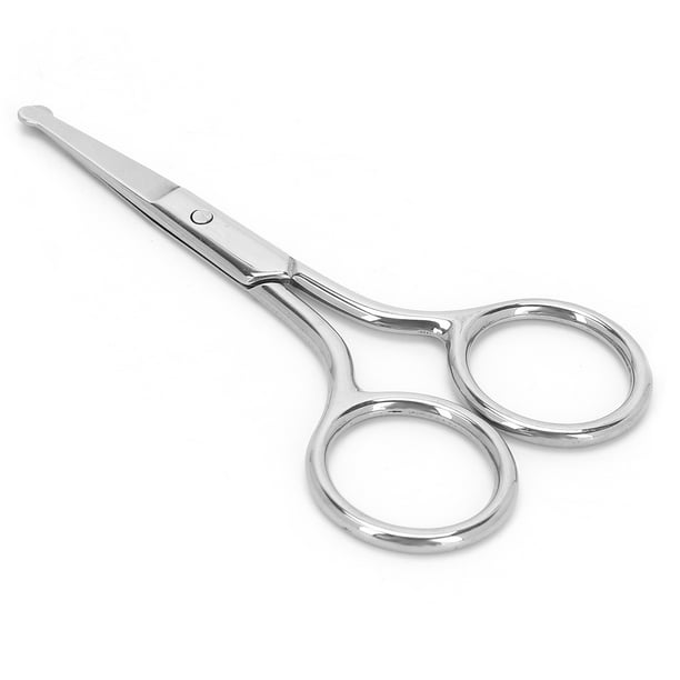 Tijeras de acero inoxidable con Punta redontada para nariz, cejas y barba con un comodo diseño de