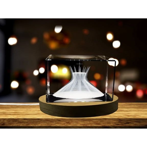 Metropolitan Cathedral of Brasília 3D Engraved Crystal Keepsake Souvenir