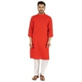 thumbnail image 5 of Atasi Indian Men's 2 Piece Kurta Pajama Set Henley Neck Cotton Casual Long Kurta, 5 of 7