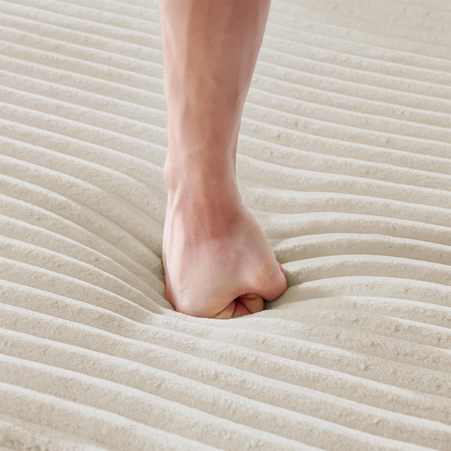 Demi Bonn 64" Velvet Fabric Single Lazy Sofa, Modern Fluffy Couch Lounge Chair for Indoor Living Room, Bedroom, No Assembly Needed, White