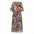 thumbnail image 4 of ZANZEA Dresses for Women O-Neck Half Sleeve High Waist Graffiti Print Long Dress, 4 of 8