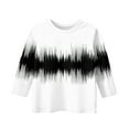 thumbnail image 3 of CCRFTGI 3/4 Sleeve Shirts for Girls Fall Trendy Girls Tops Size 9-10 Kids Crewneck Ribbed Knit Tee Shirt Cute Basic Tween Girls Graphic Print Clothes Black White 7-8 Years, 3 of 4