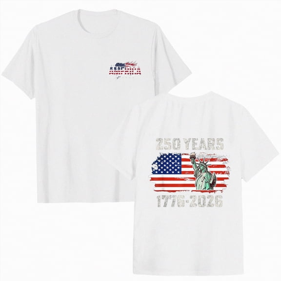 mgoYE Women T-Shirt 2XL America 250th Anniversary T Shirt Women's American 250th Anniversary Printed Casual Sweatshirt 250 Years 1776–2026 Patriotic Shirt|White S