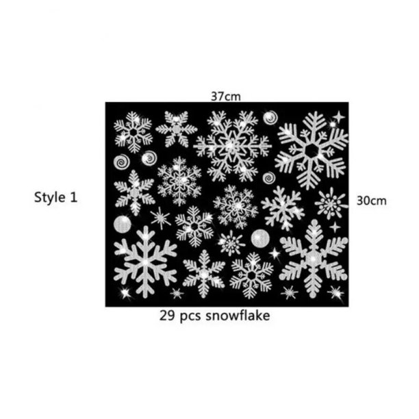 Pegatinas de ventana de pared de Snowflak de Navidad, decoraciones electrostáticas para la casa, efecto de purpurina, habitación de niños, pegatinas de Año Nuevo