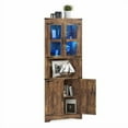 thumbnail image 2 of Soonbuy 67inch Farmhouse Corner Hutch Display Cabinet with Glass Doors,Corner Storage Cabinet with Lights, Wooden Storage Organizer for Kitchen, Living Room, Bathroom, 2 of 9