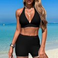 thumbnail image 2 of UTSJKR Womens Two Piece Bikini Sets Halter Bikini Top Tie Back Padded Bathing Suit Push Up Swimsuit Top with High Waisted Bathing Suit Bottoms Black 4-6, 2 of 7