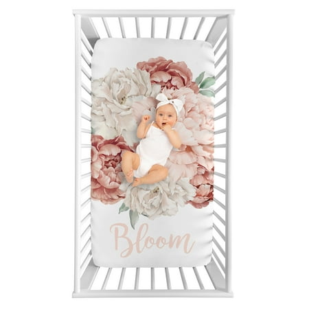 UPC: 0846480098430 | Peony Floral Garden Pink and Ivory Photo Op – Bloom Fitted Crib Sheet Girl by Sweet Jojo Designs