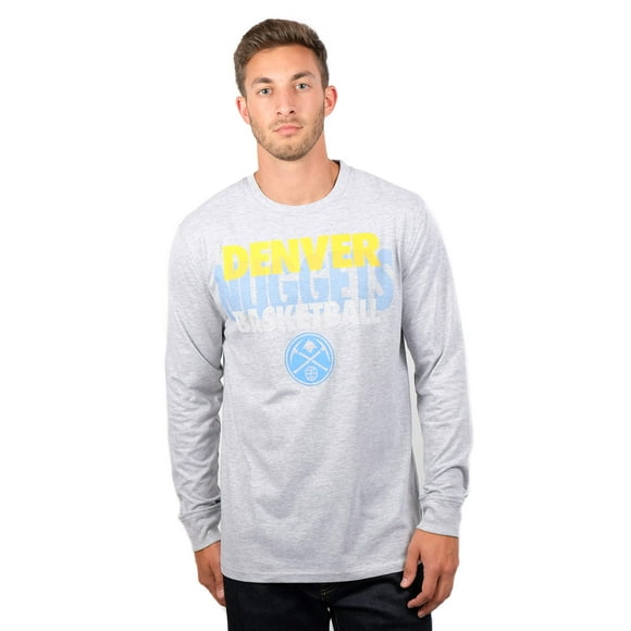 Ultra Game NBA Denver Nuggets Mens Supreme Long Sleeve Pullover Tee Shirt, Heather Gray, XX-Large