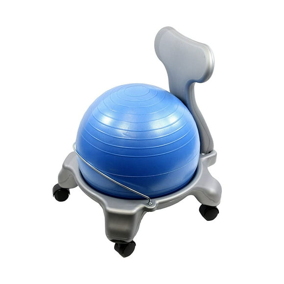 CanDo 30-1795 15 Inch Plastic Exercise Ball Chair with Back and Wheels, Blue