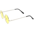 thumbnail image 3 of sunglassLA Unisex Small Retro Lennon Inspired Style Colored Lens Round Metal Sunglasses 41mm (Silver / Yellow) - 41mm, 3 of 4