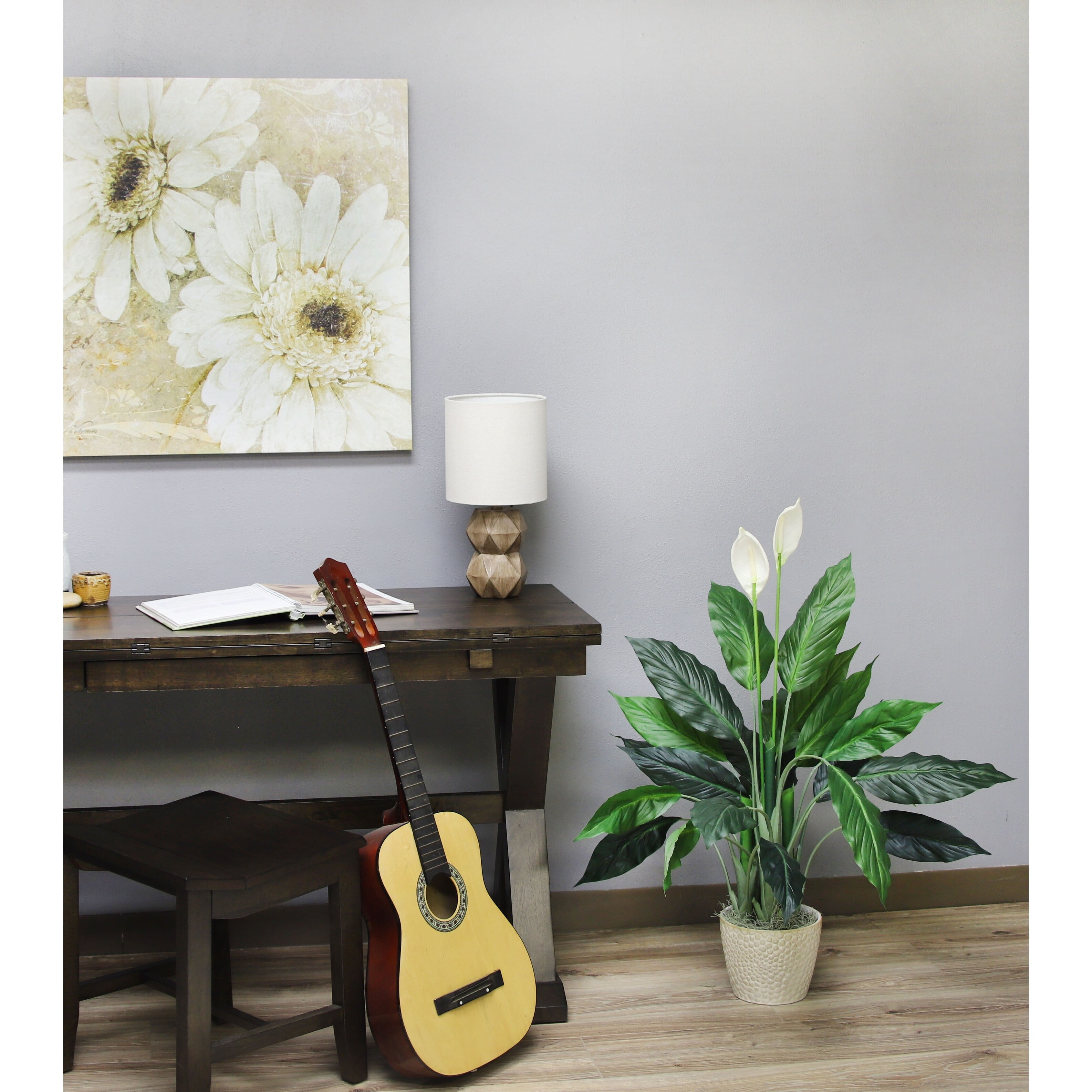 The Mod Greenhouse 40" Artificial Green Spathiphyllum Plant in a Black Matte Planter Pot