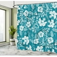 thumbnail image 5 of Ambesonne Flowers Shower Curtain, Floral Romantic Beams, 69"Wx84"L, Petrol Blue Teal White, 5 of 5