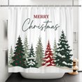 thumbnail image 5 of Nanqianyi Merry Christmas Shower Curtain,Snowy Pine Tree Winter Farmhouse Waterproof Bathroom Decor,with Hooks,60 W x72 H Inch, 5 of 7
