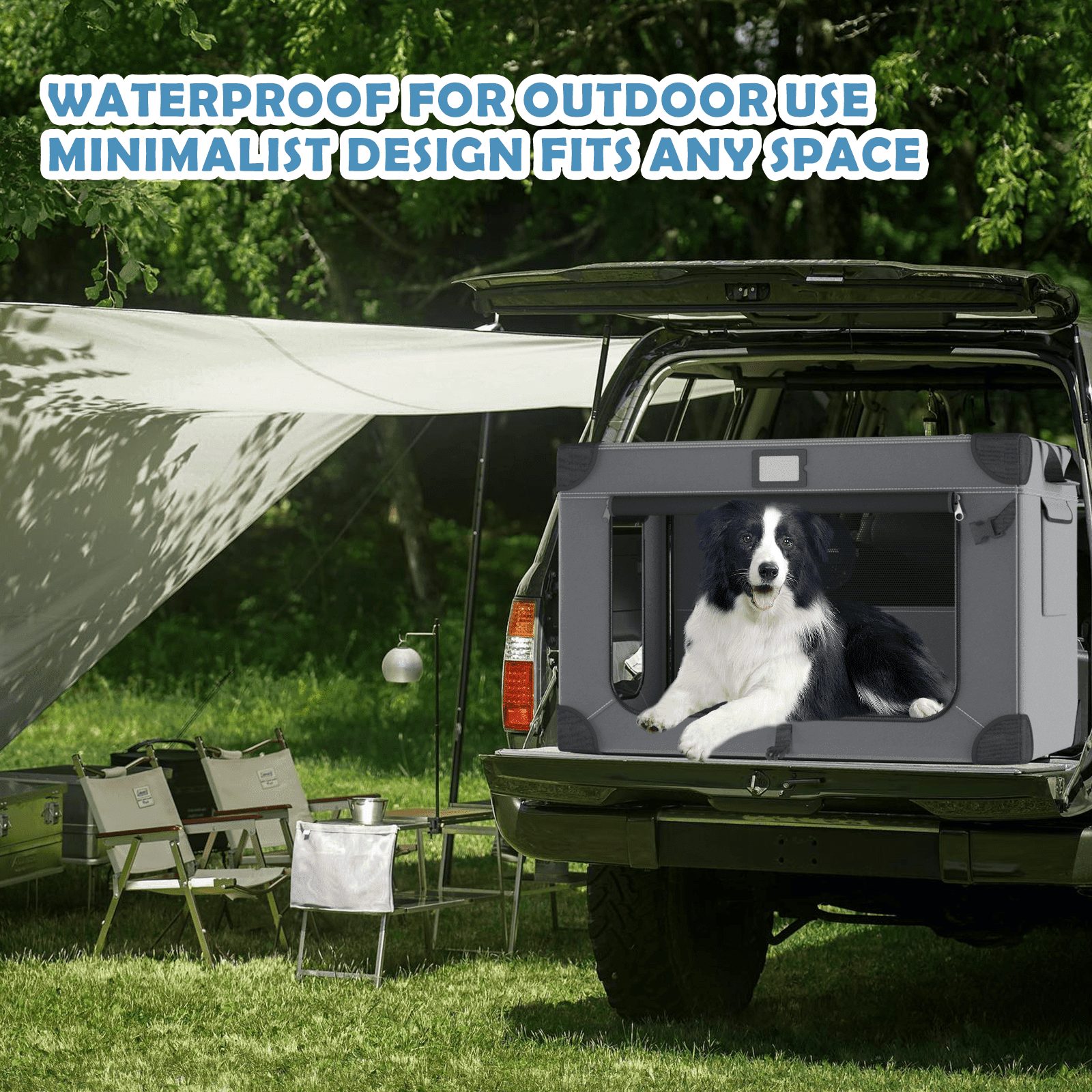 24 Portable Collapsible Dog Crate, Soft Foldable Pet Kennel with 3-Door Mesh Windows, Soft Warm Blanket and Foldable Bowl for Cats & Small Dogs, Indoor & Outdoor