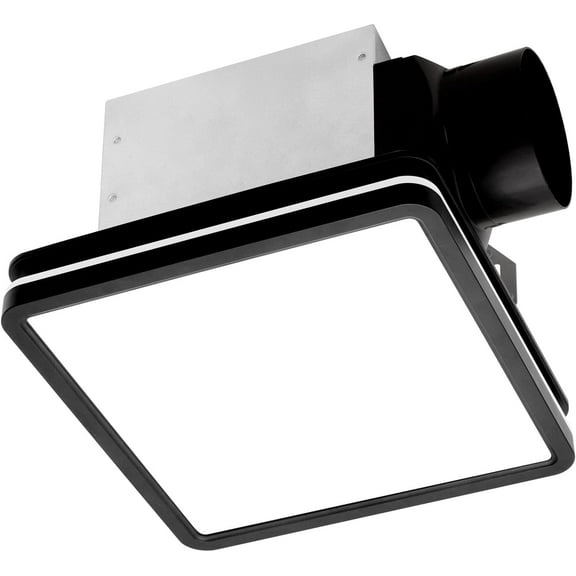 Akicon Bathroom Exhaust Fan, 80CFM 2.0 Sones Powerful Vent Fan with Light, 3CCT LED Light & Nightlight, UL/HVI Certified, for Bathroom, Home, Square, Black