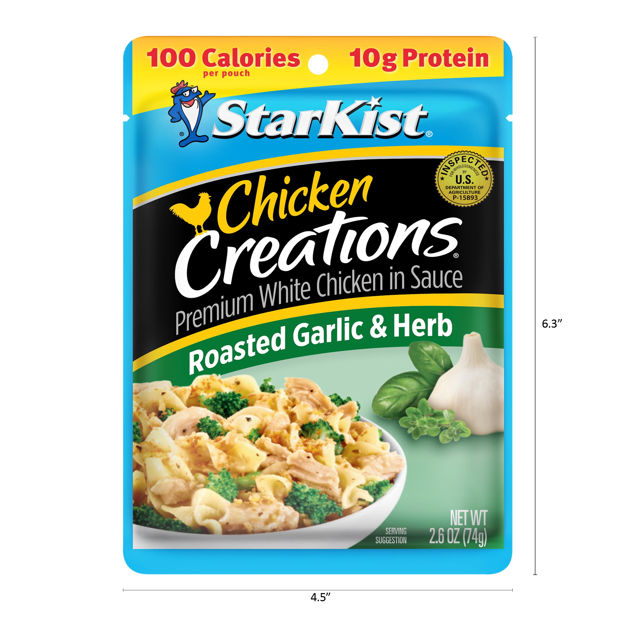 (3 pack) StarKist Chicken Creations, Garlic and Herb, 2.6 oz Pouch
