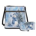 thumbnail image 2 of Yuyamidu Blue Snowman PU Leather Crossbody Bag for Women with Wallet 2‑Piece Shoulder Bag Daily Purse Set Adjustable Strap, Multiple Zipper Pockets, for Christmas Gifting, Daily Casual Outings, 2 of 8