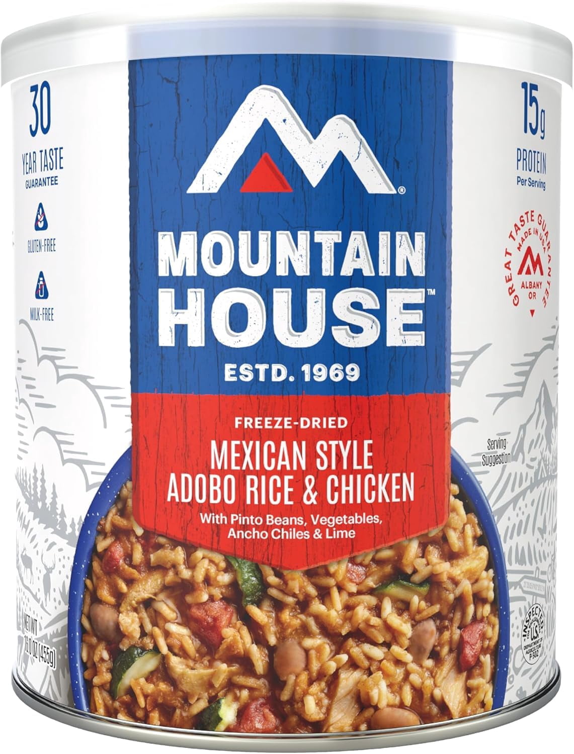(6 Cans Pack) Mountain House Mexican Style Adobo Rice & Chicken #10 Can Long Term Storage Freeze Dried Emergency Food for Camping and Hiking ✅