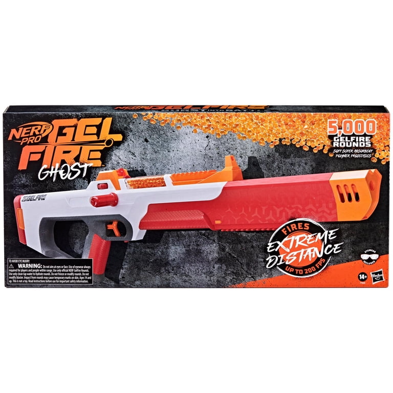 Nerf Pro Gelfire Ghost Gunfire Blaster with Boost Barrel, 5000 Gel
