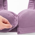 thumbnail image 6 of Front Button Bra for Women Plus Size No Underwire Wide Shoulder Straps Casual Daily Bra Purples L, 6 of 7