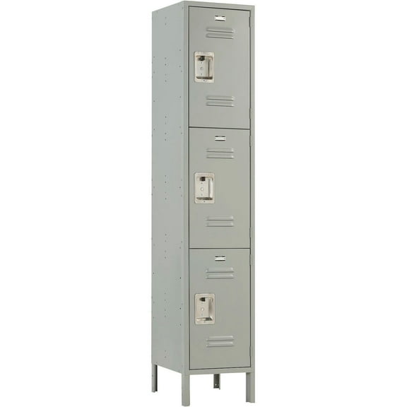 Global Industrial Infinity 3-Tier 3 Door Locker, 15"W x 21"D x 78"H, Gray, Unassembled