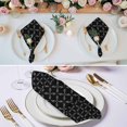 thumbnail image 2 of Black Morocco Cloth Napkins, Geometric Leaf Diamond Lattice Abstract Washable and Reusable Dinner Napkins Set of 4, Table Napkin for Kitchen Party Birthday Wedding Hotel Housewarming 20"x20", 2 of 8