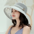 thumbnail image 2 of Women Floral Interior Button Decor Wide Brim Sun Hat Outdoor Sports Bucket Cap, 2 of 10