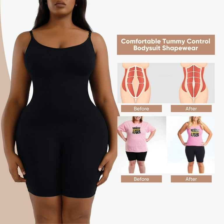 Lilvigor Black Bodysuit Women Tummy Control Shapewear Seamless Sculpting Body  Shaper Sleeveless Tops V-neck Camisole Jumpsuit