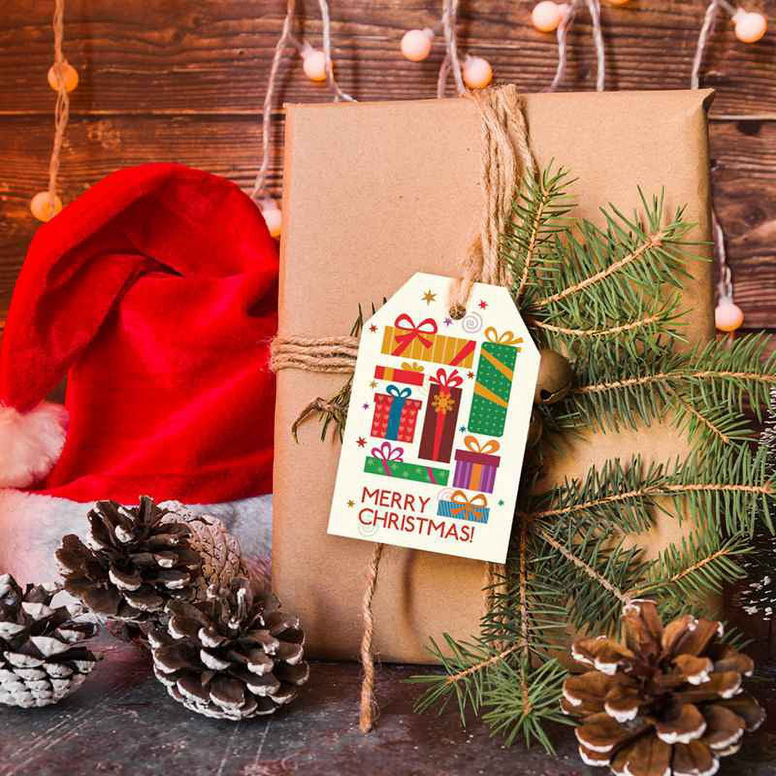 Christmas Gift Tags 50 Count with String for DIY Xmas Present Wrap and  Label Package Name Card 