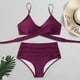 thumbnail image 3 of Augper Women Sexy Soild Print Bikini Set Push Up Bathing Swimwear High waist Swimsuit, 3 of 8