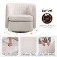 thumbnail image 4 of Bonzy Home 360° Swivel Accent Chair, Upholstered Velvet Barrel Chair with Plush Padded Backrest, Modern Swivel Armchair for Living Room Bedroom, White, 4 of 7