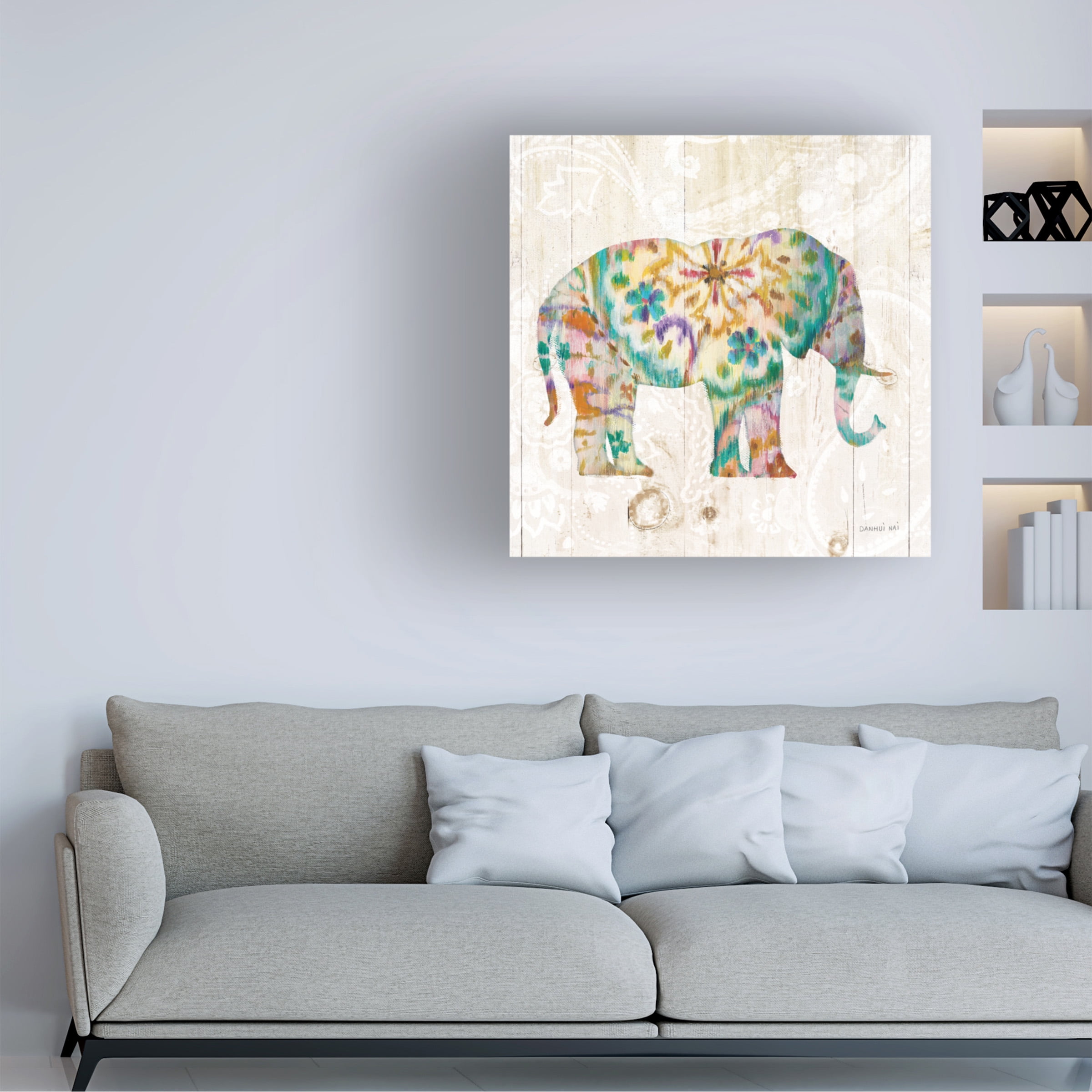 Trademark Fine Art 'Boho Paisley Elephant I' Canvas Art by Danhui Nai