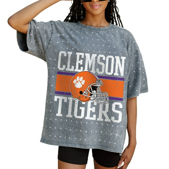 Women's Gameday Couture Gray Clemson Tigers On the Ball Oversized T-Shirt