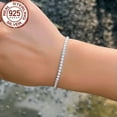 thumbnail image 5 of Fashion Jewelry 925 Sterling Silver CZ Women Round Tennis Chain Link Bracelet, 5 of 9