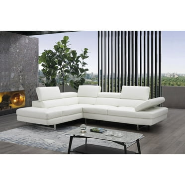 J&M Furniture A761 Italian Leather Sectional White In Left hand Facing