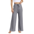 thumbnail image 1 of Women's Ribbed Knit Wide Leg Pants Elastic Waist Casual Flowing Trousers, 1 of 4