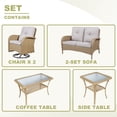 thumbnail image 3 of PARKWELL 5Pcs Outdoor Patio Conversation  Set,All-Weather Wicker Furniture with Swivel Gliders,Beige, 3 of 7