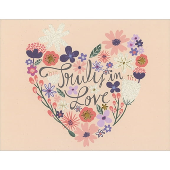 Designer Greetings Truly in Love: Flowers and Stems in Heart Shape Valentine's Day Card for Wife