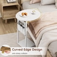 thumbnail image 4 of C Shaped End Table, Adjustable Height Small Side Table for Couch and Recliner, 32" Tall Couch Side Table Slide Under Sofa Tray Desk with Storage Bag for Living Room and Bedroom, White, 4 of 6