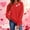 Red, variant on Avrnliq Valentine's Day Sweatshirt for Women Beige Fleece Pullover with Heart & XOXO Embroidery, Cute Romantic Gift,Size L