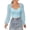 Light Blue, variant on Women'S Ruched Wrap Square Neck Flounce Long Sleeve Self Tie Crop Top Blouse Color S