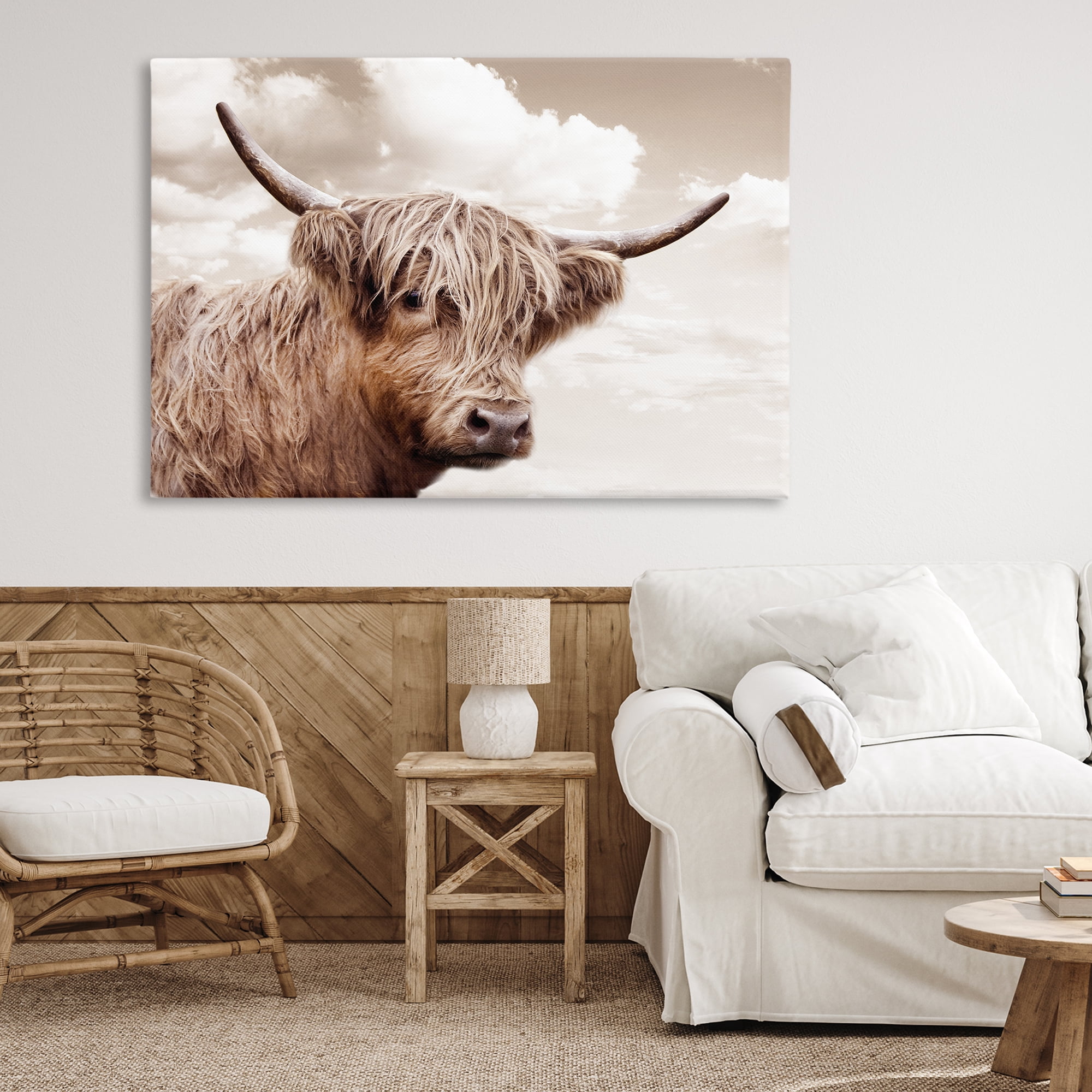 Stupell Industries Shaggy Highland Cow & Clouds Canvas Wall Art, design by CAD Designs