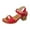 Red, variant on BADHUB Thick Heel Sandals for Women Peep Toe Wide Width Casual Leather Outdoor Comfortable Walking Shoes with Adjustable Ankle Strap Red 36