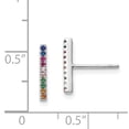 thumbnail image 2 of Primal Silver Sterling Silver Rhodium-plated Colorful Cubic Zirconia Bar Post Earrings, 2 of 5