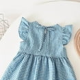 thumbnail image 3 of AUNVITO Infant Toddler Baby Girl Dress Summer Outfits Plaid Floral Print Flutter Sleeve Tutu Dresses Beach Casual Dress, 3 of 3