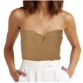 thumbnail image 1 of Top corto sin tirantes para mujer Sexy con cuello de corazón acanalado de punto con nudo retorcido en la parte delantera sin mangas Pompotops hkajfhjk473960, 1 of 8