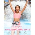 thumbnail image 4 of Aideaone Girls 3 Piece Swimsuit Tankini Bathing Suit with Cover Up Skirt Quick Dry tankini swimsuits for teens Beach Swimwear for 6-12 Years, 4 of 9