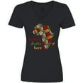 thumbnail image 3 of Inktastic Black History Month History Starts Here African Fabric Print Women's V-Neck T-Shirt, 3 of 5